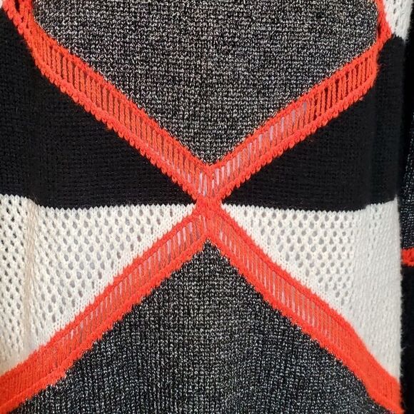 Potter's Pot Patchwork Open Weave Sweater Metallic Trim Sz S - Picture 4 of 8